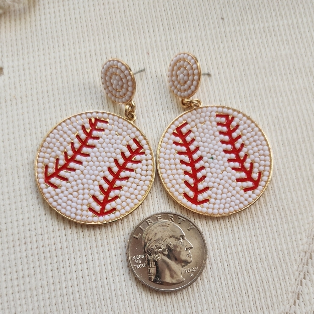 Baseball Beaded Earrings